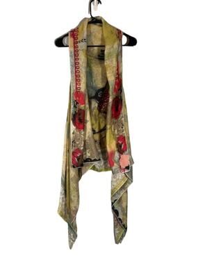 DEMDACO Kelly Rae Yellow Multi Sleeveless Vest Bird Trust the Process Women Med